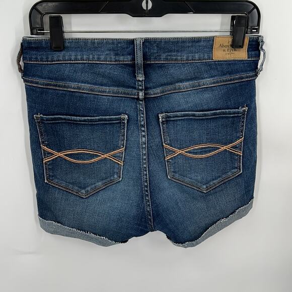 Abercrombie & Fitch Junior's High Waisted Blue Denim Cuffed Shorts Size 8R - Picture 5 of 14